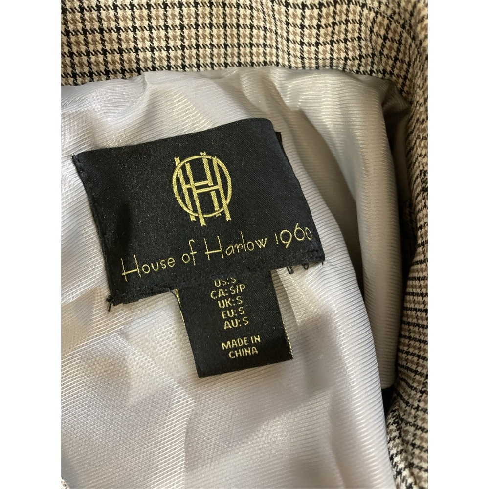 House of Harlow 1960 Houndstooth Double Breasted Blazer Women's Sz S Brown Navy - Picture 4 of 8